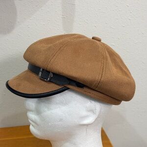 Dongbao Outdoor women’s Cap Newspaper Seller Beret Hat w/Visor noir brown w/blk